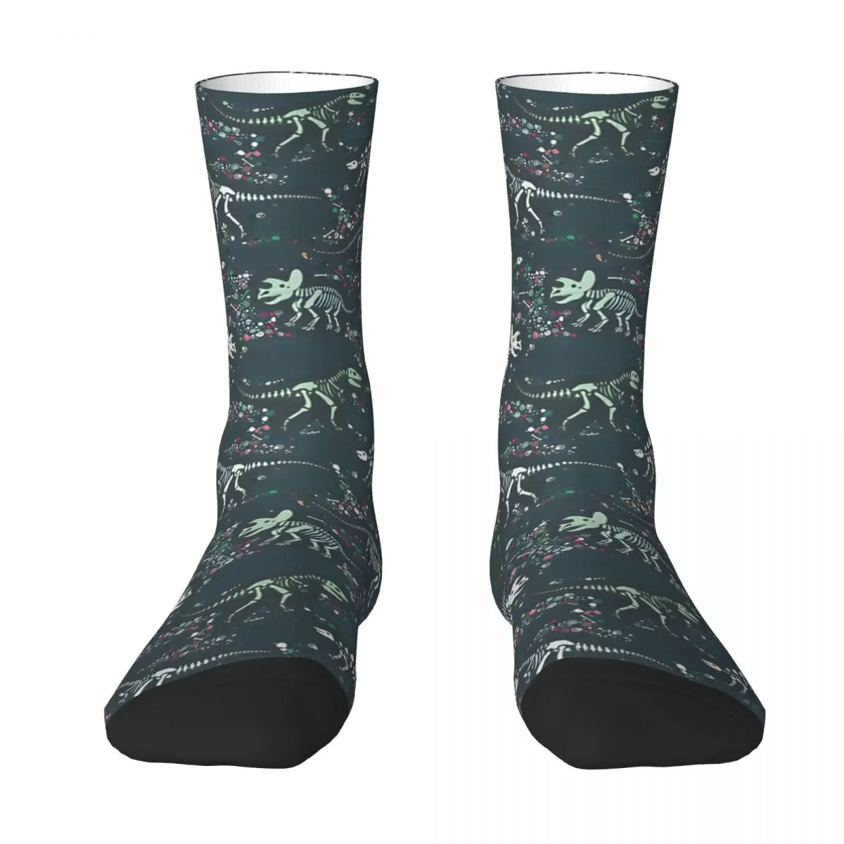 Funny Men's Socks Dinosaur Fossils Retro Street Style Casual Crew Sock Gift Pattern Printed