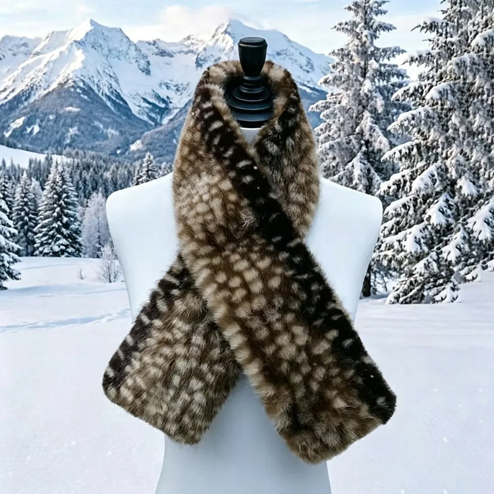 New Faux Fur Winter Hat Scarf Set Thick Warm Windproof Snood Scarf Fur Ear Protection Fisherman Hat Scarf Women