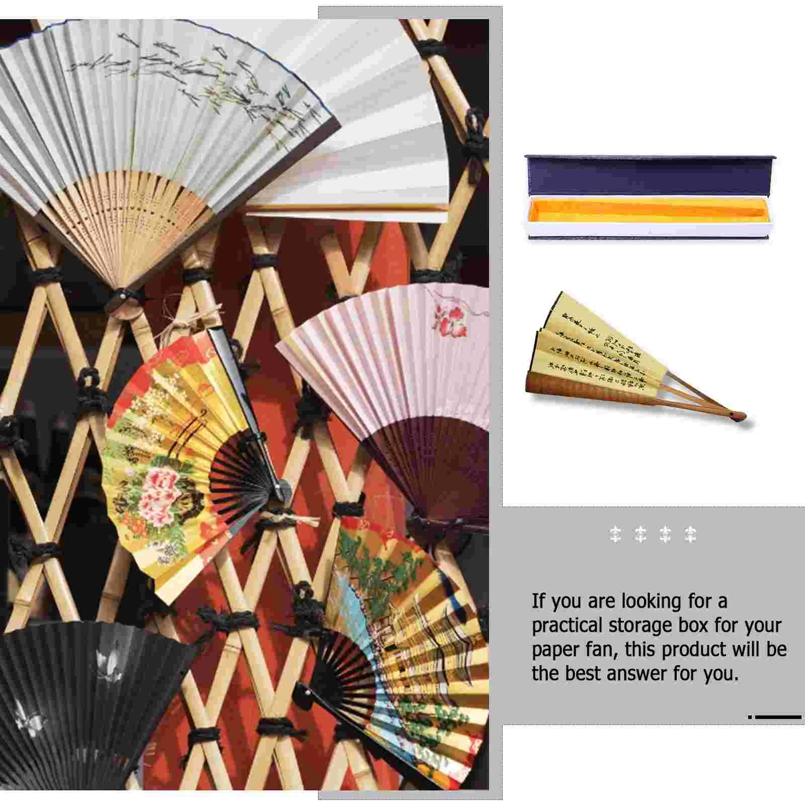 Hand Fan Box Decor Linen Folding Case Paper Decorative Tassel Cases Novel Photo Props