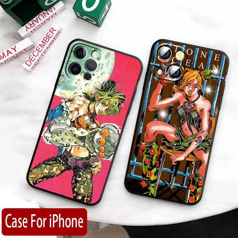 JOJO Jolyne Cujoh Cover For Apple iPhone 14 13 12 11 SE XS XR X 7 8 6 mini Plus Pro MAX 2020 Black Phone Case