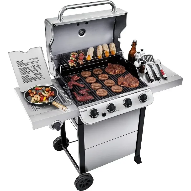 Gran oferta, adecuado para Char Broil Convection de 4 cámaras con quemador lateral, carrito de Gas propano, parrilla de acero inoxidable