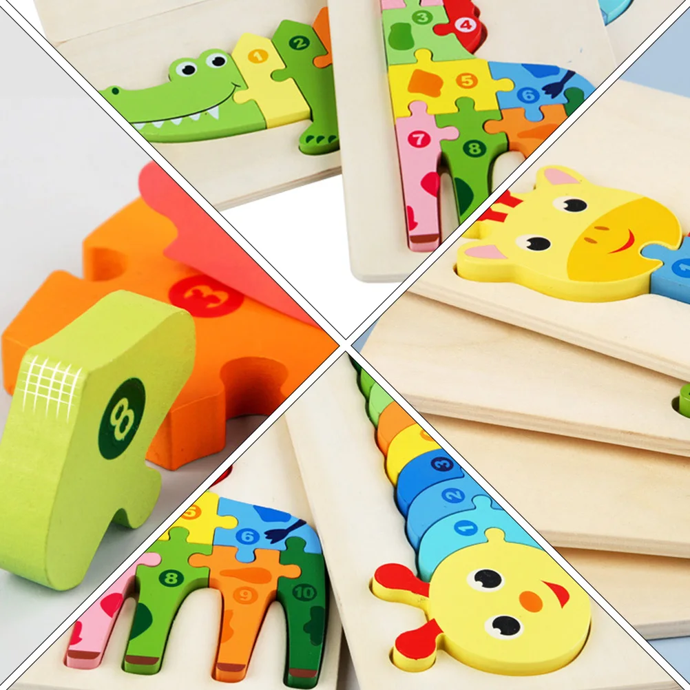 

Wooden Animal Board Kids Jigsaw Cartoon Puzzle Toy Dinosaur Puzzles Buckle Baby