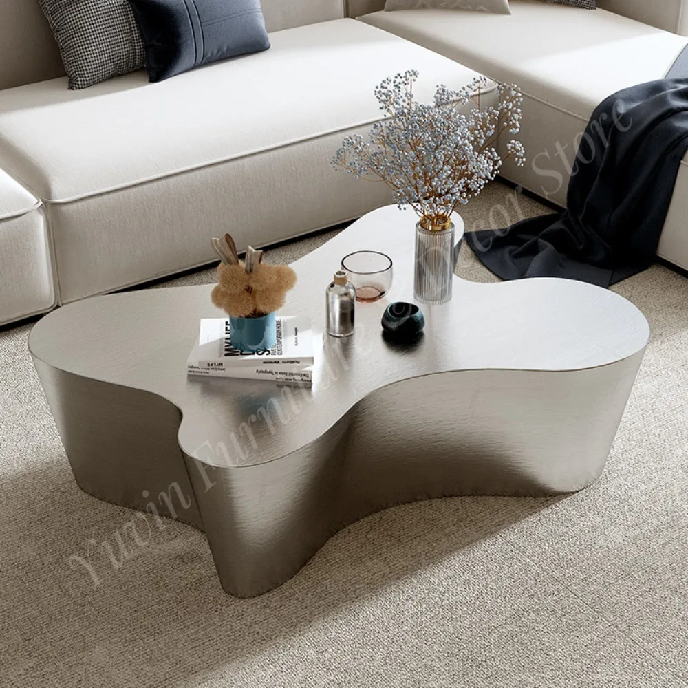 Luxury Nordic Joker Coffee Table Special-Shaped Stainless Steel Mirrored Silver Non-Specification Combination Living Room Table