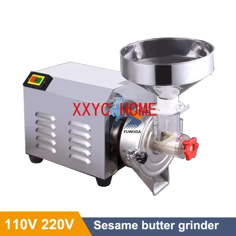 Stainless Steel Sesame Butter Grinder Electric 110V 220V Commercial 40-50kg/h Peanut Almond Paste Grinding Pulping Machine 2.2KW