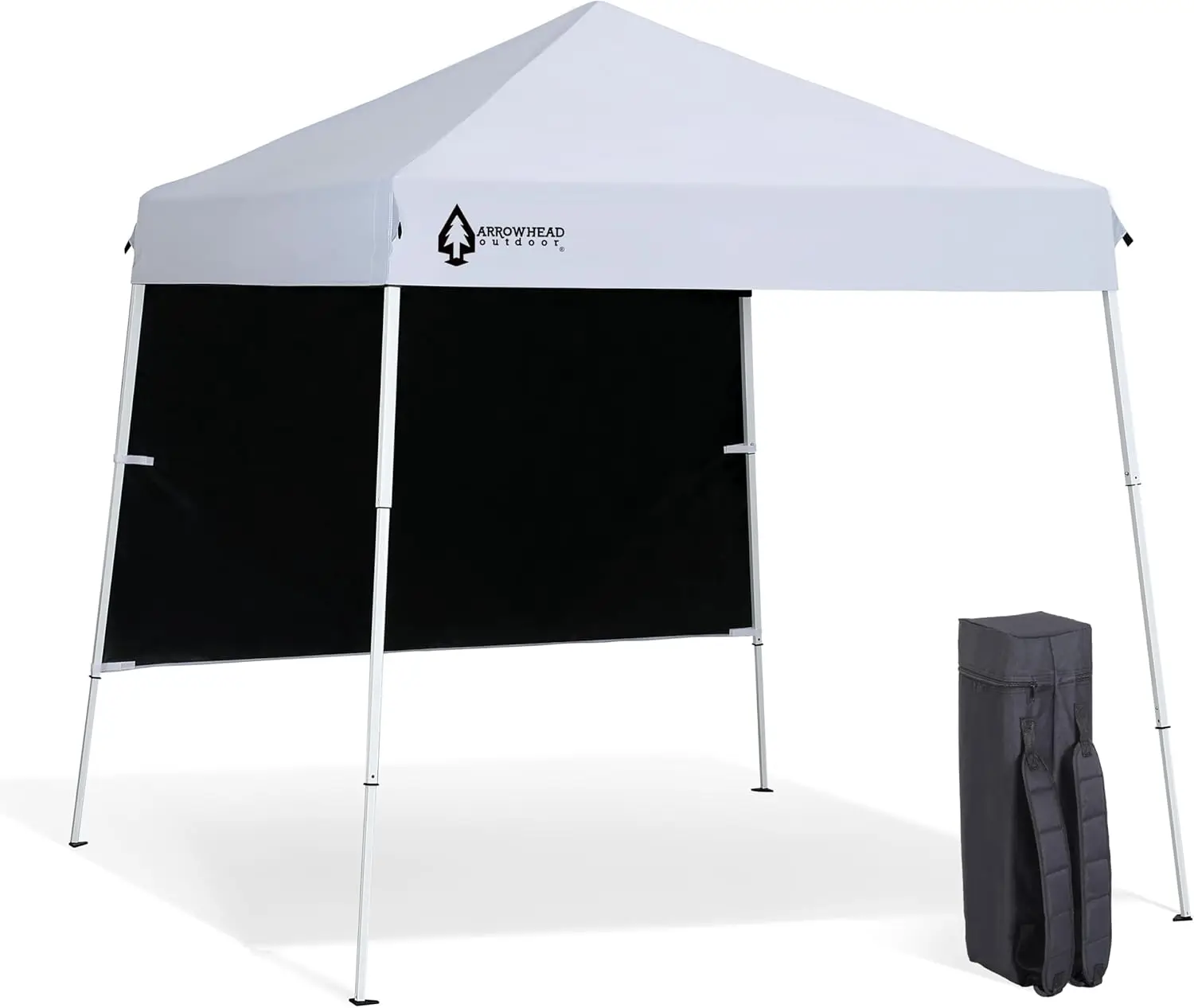 

6'x6' Backpack Pop-up Canopy with Sunwall, Sand Bags, Guide Ropes, Ground Stakes, UV-Resistant, Hands Free Carrying - White