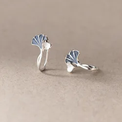 925 Sterling Silver Ginkgo Leaf Stud Earrings For Women Luxury Quality Jewelry Accessories Wholesale 2024 Trend Money 925