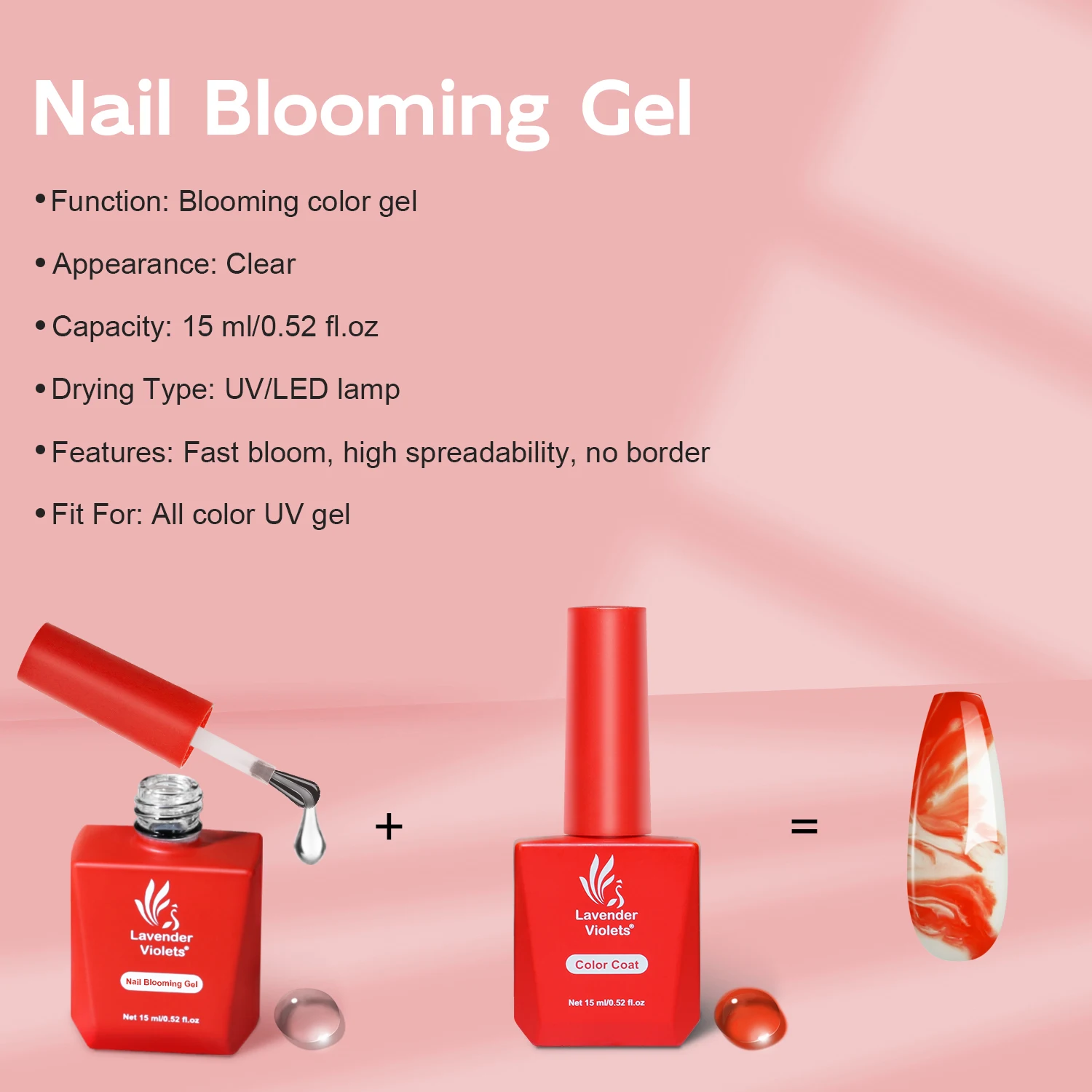 Gel per unghie in fiore da 15ml, Gel funzionale effetto diffusione di fiori, facile da applicare per Nail Art Design Home Salon Manicure Pedicure