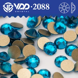 VDD 025 Indicolite SS16-SS30 2088 kryształki górskie wysokiej jakości AAAAA 8 duże 8 małe płaskie akcesoria do paznokci do rękodzieła