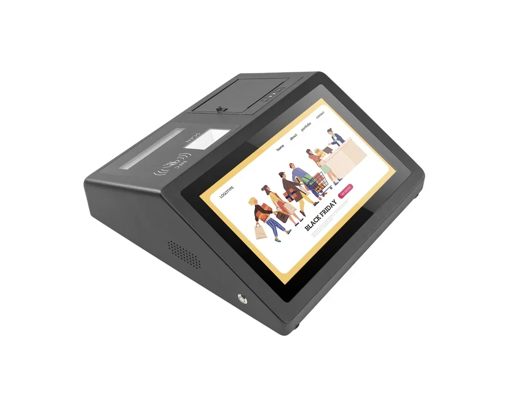 2023 11.6 touch screen Cambodia pos system automatic cash payment machine supermarket with 2D Barcode Reader