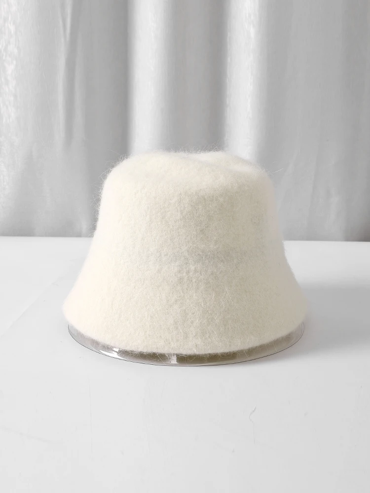 

Women's Wool Blend Fisherman Hat Autumn Winter Sunshade Warm Cap round Top No Brim Thickened Woolen Fabric Casual Hat