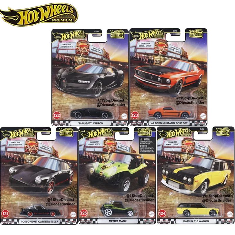 Mattel Hot Wheels 1/64 Boulevard 25 2025 — Mix 2B Bugatti Chiron Porsche 911 Carrera Rs 2,7 Коллекционный автомобиль-игрушки, литой автомобиль