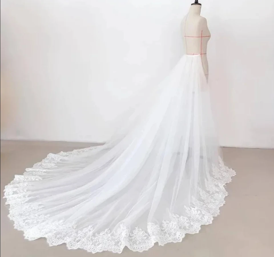 Saia removível do trem do tule com laço atado, saia destacável do tule para o casamento, petticoat do cocktail