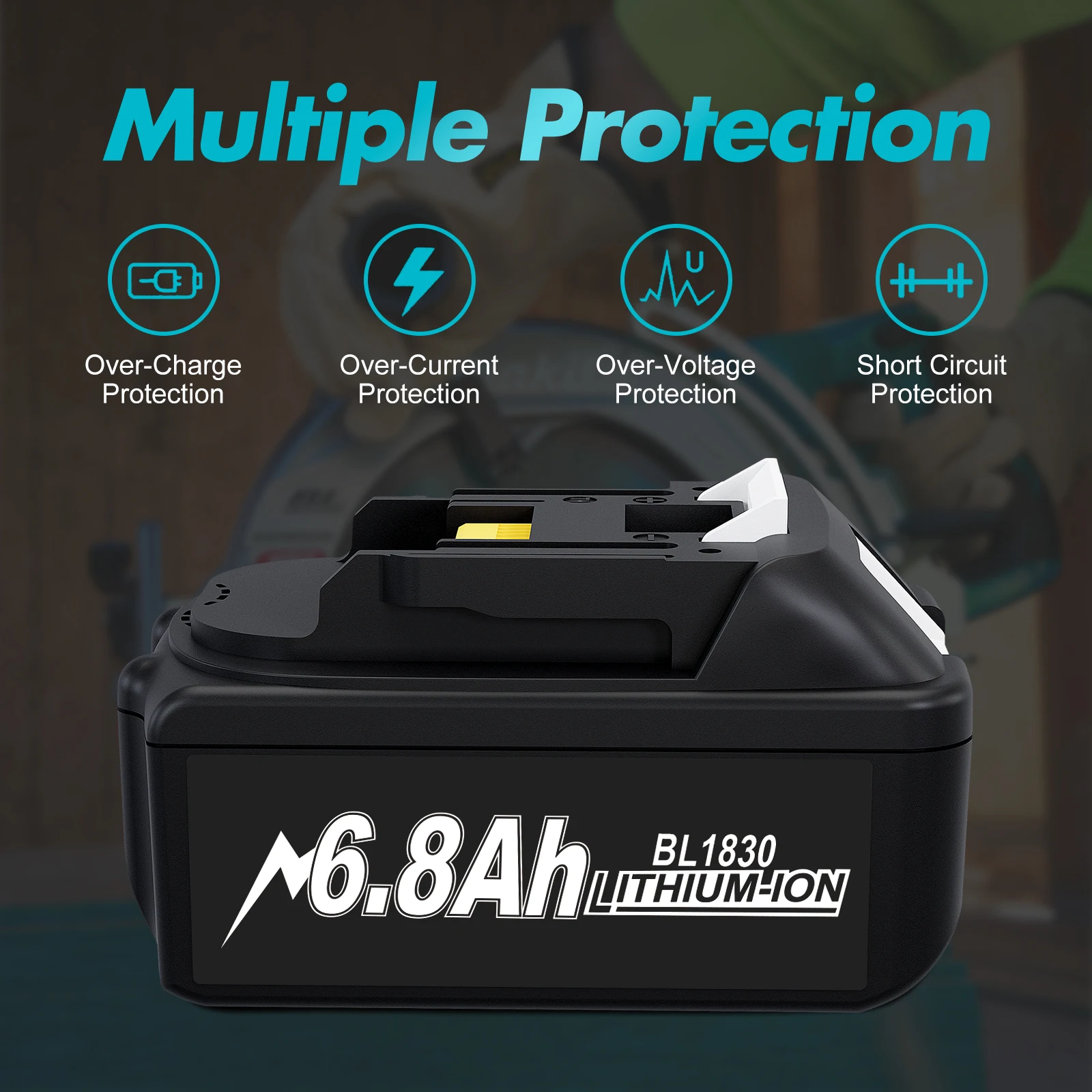 6800mAh Battery 18v For Makita BL1860 BL1850B BL1850 BL1840 BL1830 Battery & Charger 18v 6.8Ah Replacement Power Tool Batteries