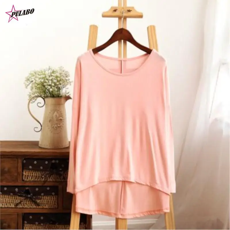 Solid Color Comfortable Casual Round Neck Long Sleeve Women Knitted T-shirt Bottoming Top y2k