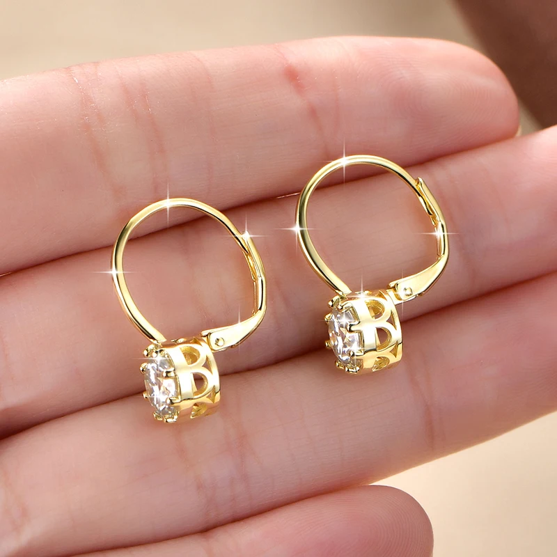 Rrjzz Solitaire 6,5 mm D-Farbe Moissanit-Ohrringe mit ausgehöhltem Design für Damen, 1 Karat, acht Krallen, Leverback-Ohrringe, Schmuck – Detail 8