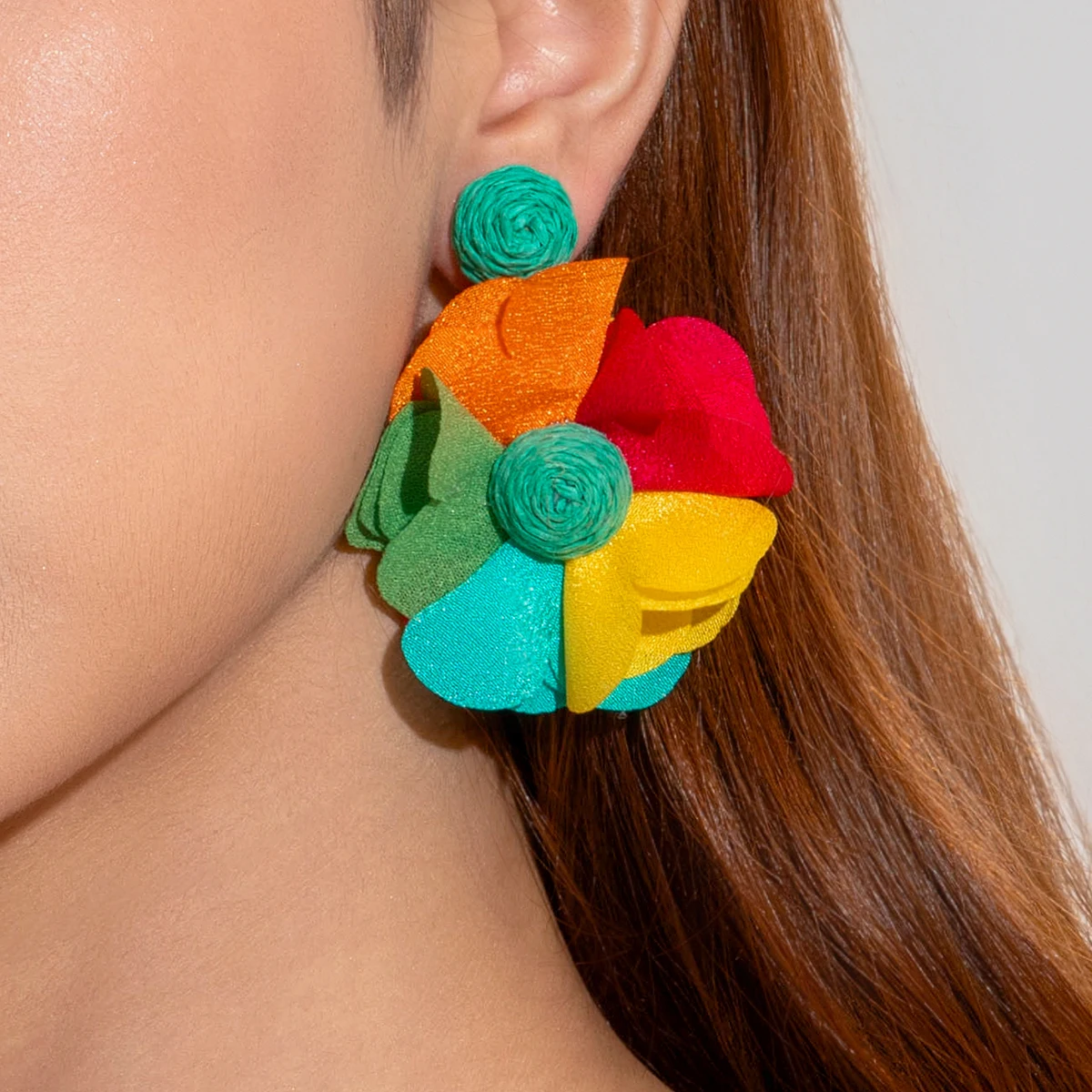 Tocona Fashion Colored Lafite Flower Pendant Earrings Elegant and Cute Jewelry Women's Daily Vacation Accessories