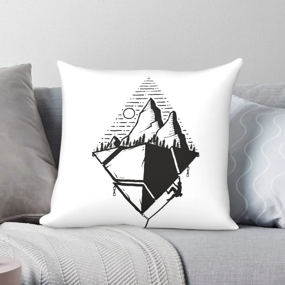 Floating Rock Climbing Square Pillowcase Polyester Linen Velvet Creative Zip Decorative Throw Pillow Case Sofa Cushion Cover