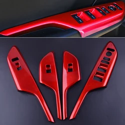 beler Red Car Door Window Lift Switch Button Cover Panel Trim Bezel Fit For Honda Civic LHD 2016 2017 2018