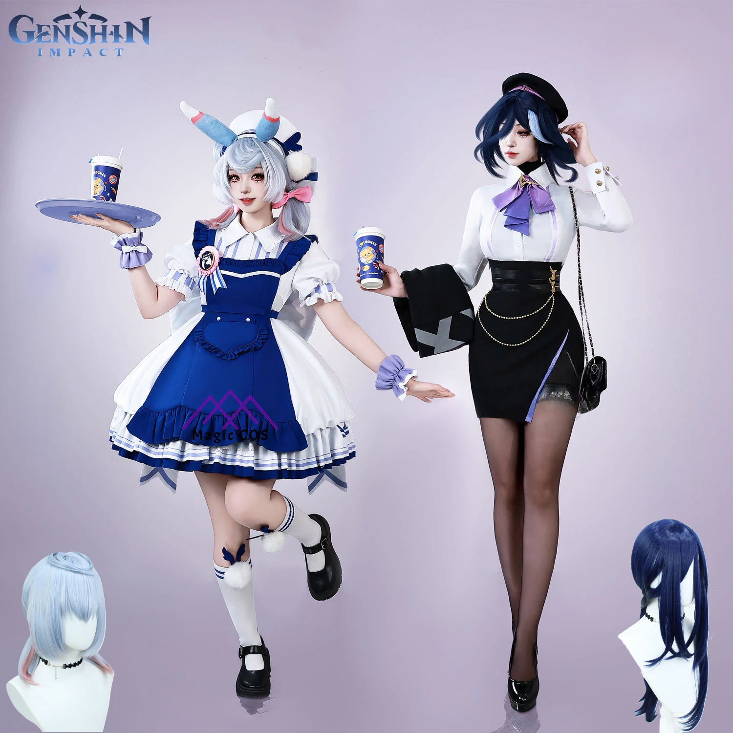 Clorinde Sigewinne Game Genshin Impact Cosplay Costume Wig Shoes Party Carnival Sweet Lolita Full Set Suit for Woman Hot Game