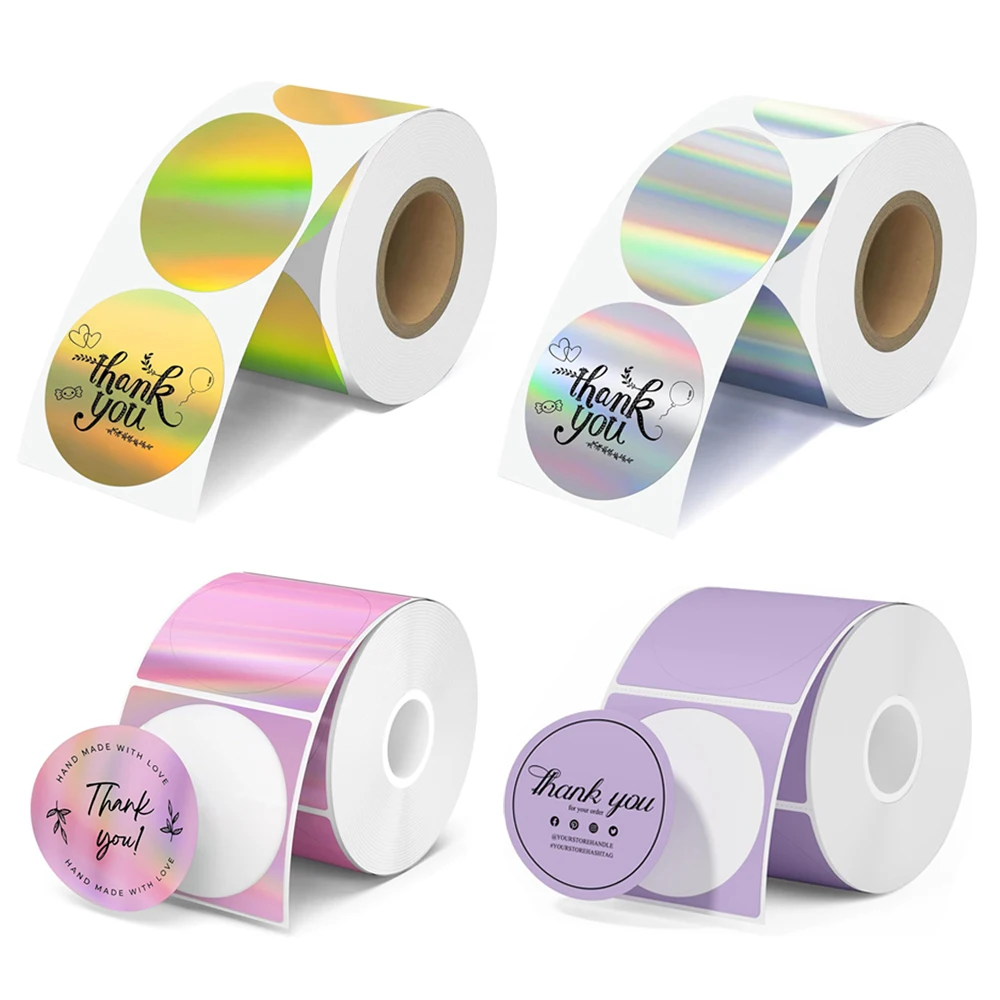 M110/M200/M220 Holographic Laser COLOR Round 50x50mm Sticker DIY Seal Labels for Phomemo M120 E210 Marklife P50 HPRT T20 Maker