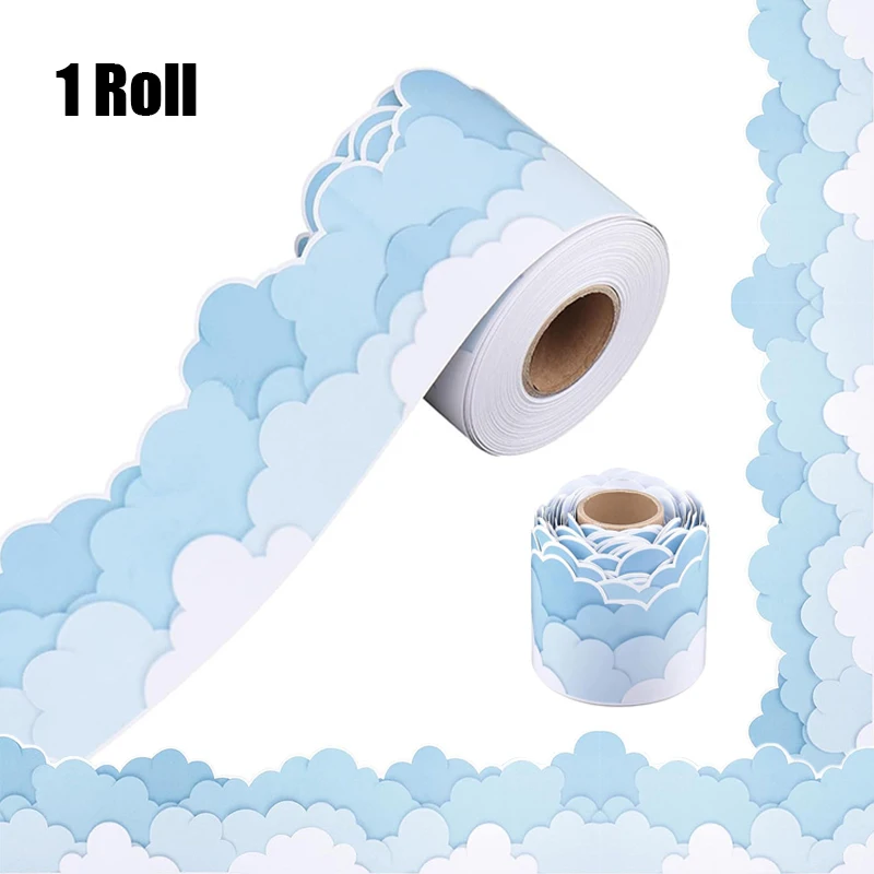 1 لفة على شكل سحابة ملصق الحدود الفصول الدراسية السبورة زينة لوحة الإعلانات تقليم السبورة الملحقات التعليمية