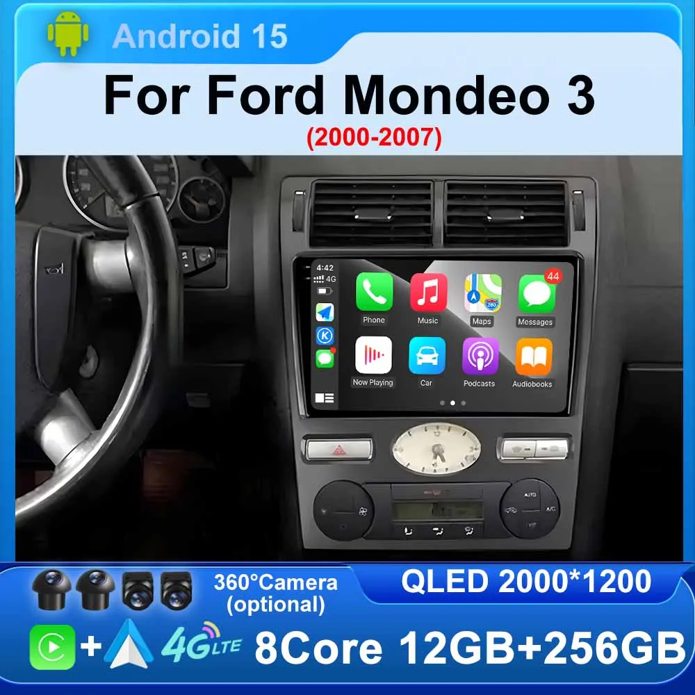 

2Din Android 15 Car Radio Multimedia video Player for Ford Mondeo 3 2000-2007 Stereo 4G Carplay Auto GPS Navigation RDS DSP IPS