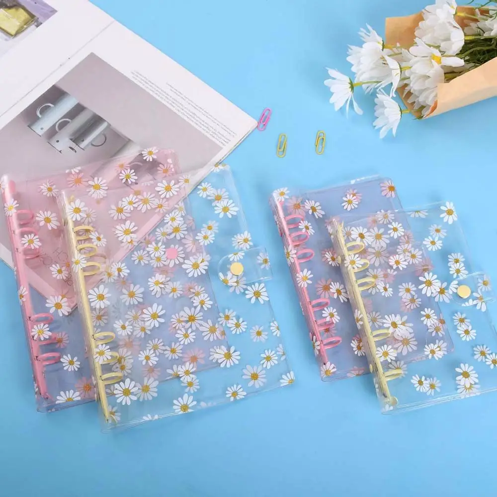 Binder 6 Hole Student Stationery Loose Leaf Ring Daisy Notebook Binder Literary Binder Shell Notebook Cover Binder File Folder