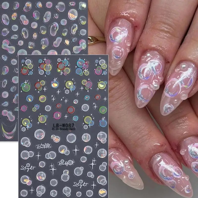 

Dreamy Starry Light Nail Stickers Colorful Cute Bubble 3D Nail Adhesive Patch Nail Art DIY Decorative Adhesive Tape