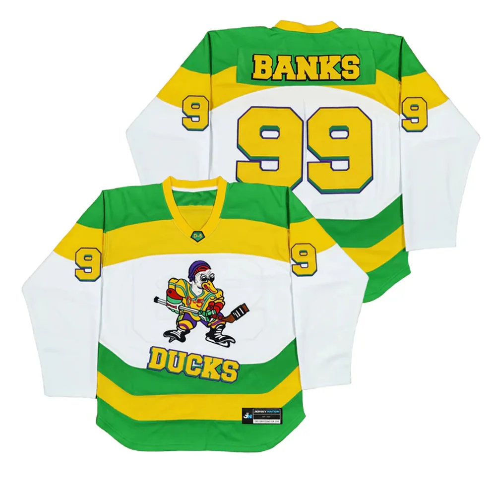 Fashion New Adam Banks Ducks # 99 Hockey Jersey Quick Drying Breathable Casual Loose Oversized Children's Long Sleeved T-shirt