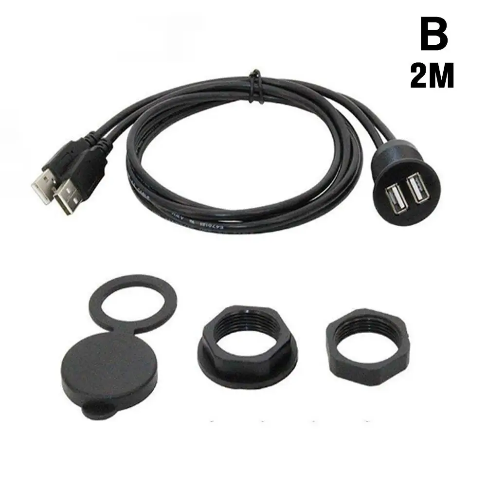 1M Auto Armaturenbrett Unterputz USB Panel Verlängerungskabel Adapter Buchse Doppel port USB2.0 buchse