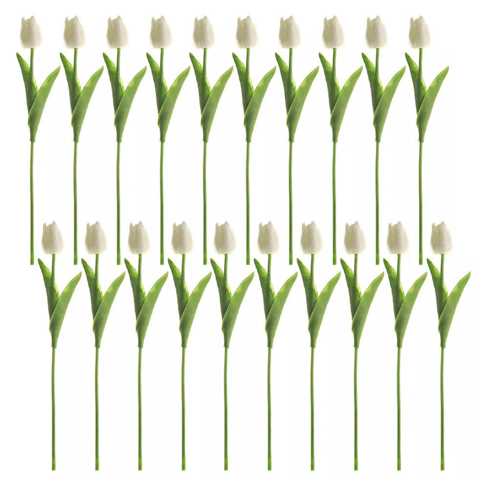 

Delicate Artificial Tulip Flowers Party Decoration Piece Realistic White Artificial Tulip Flowers Home Decor PU