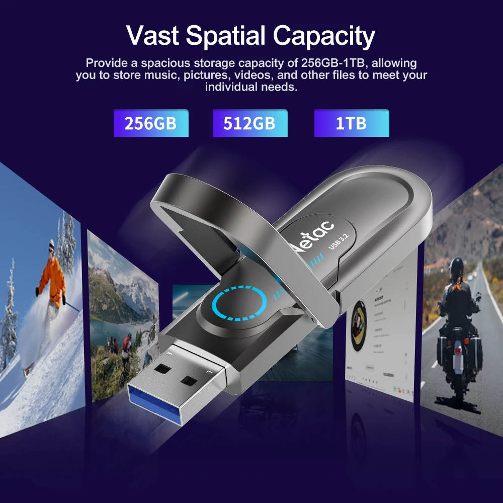 Netac USB 3.2 Gen 2 Flash Drive - 256GB, 512GB, 1TB Options