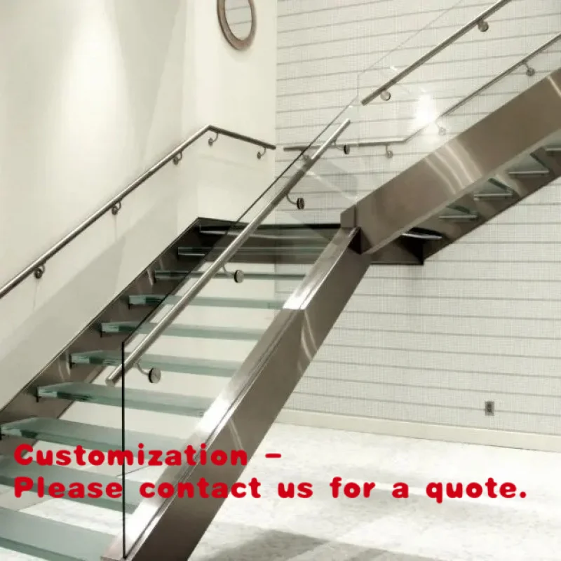 custom.Double Plate Beam Straight Staircase with Glass Side Panels Custom Made Structural Stair System Office Apartment