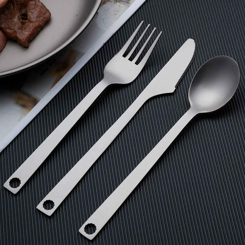 

Titanium Tableware Set Ultralight Outdoor Portable Knife Fork Spoon Chopstick Cutlery Camping Dinnerware Hiking Travel Flatware