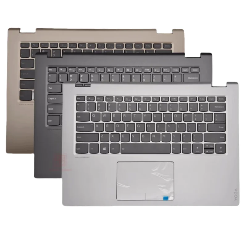 

Новый чехол для Lenovo Yoga 520-14ikb Flex 5 1470, чехол-подставка для рук, верхний серый корпус с подсветкой, английская клавиатура, отверстие для отпечатков пальцев