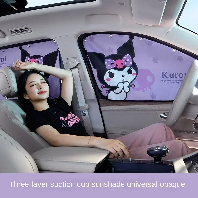 Parasoles de coche Kawaii Sanrio Hello Kitty My Melody Anime dibujos animados exquisita moda económica portátil aislamiento cortinas de protección solar