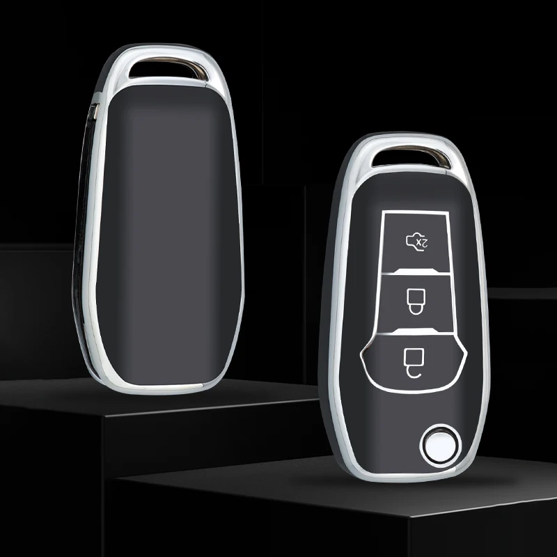 Fashion TPU Car Flip Key Cover Case Protection Shell Keychain For Ford Fusion Fiesta Escort Mondeo Everest Ranger Accessories