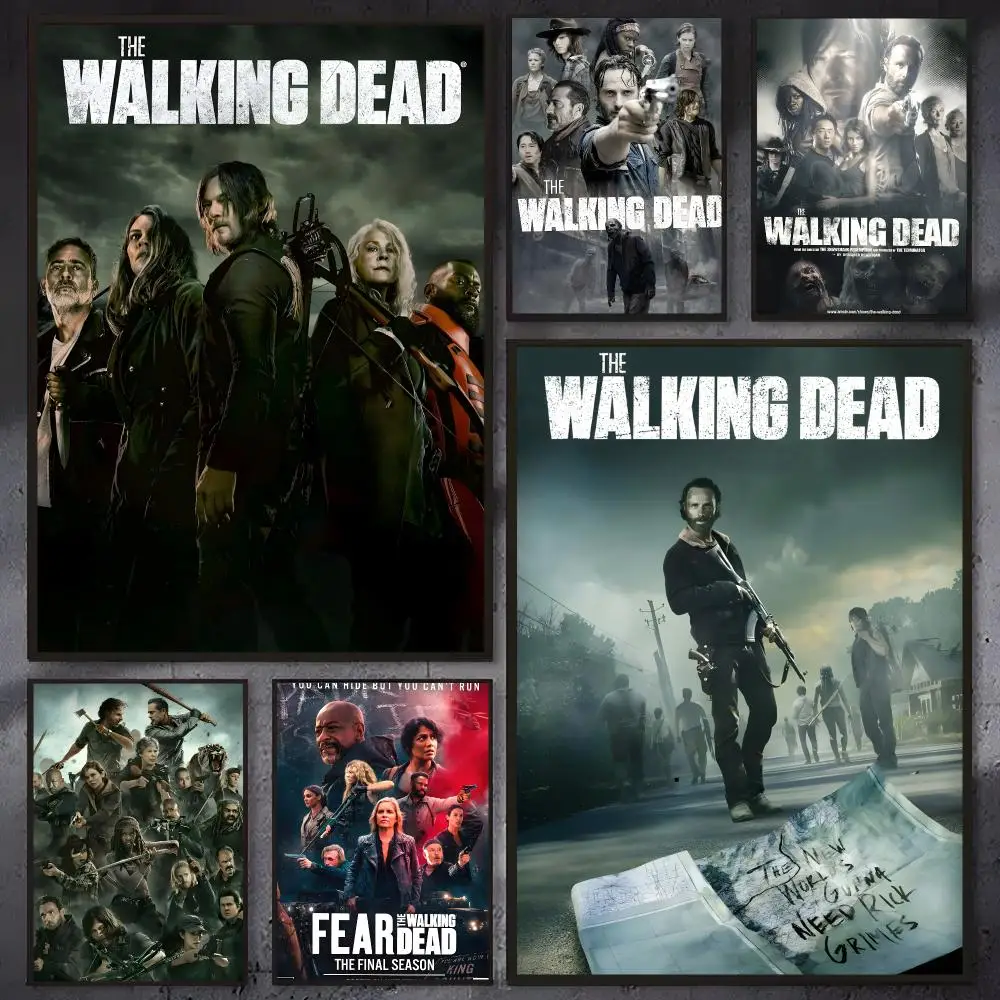 TV Series The Walking Dead Poster Self-adhesive Waterproof Paper Sticker Coffee House Bar Room Wall Decor