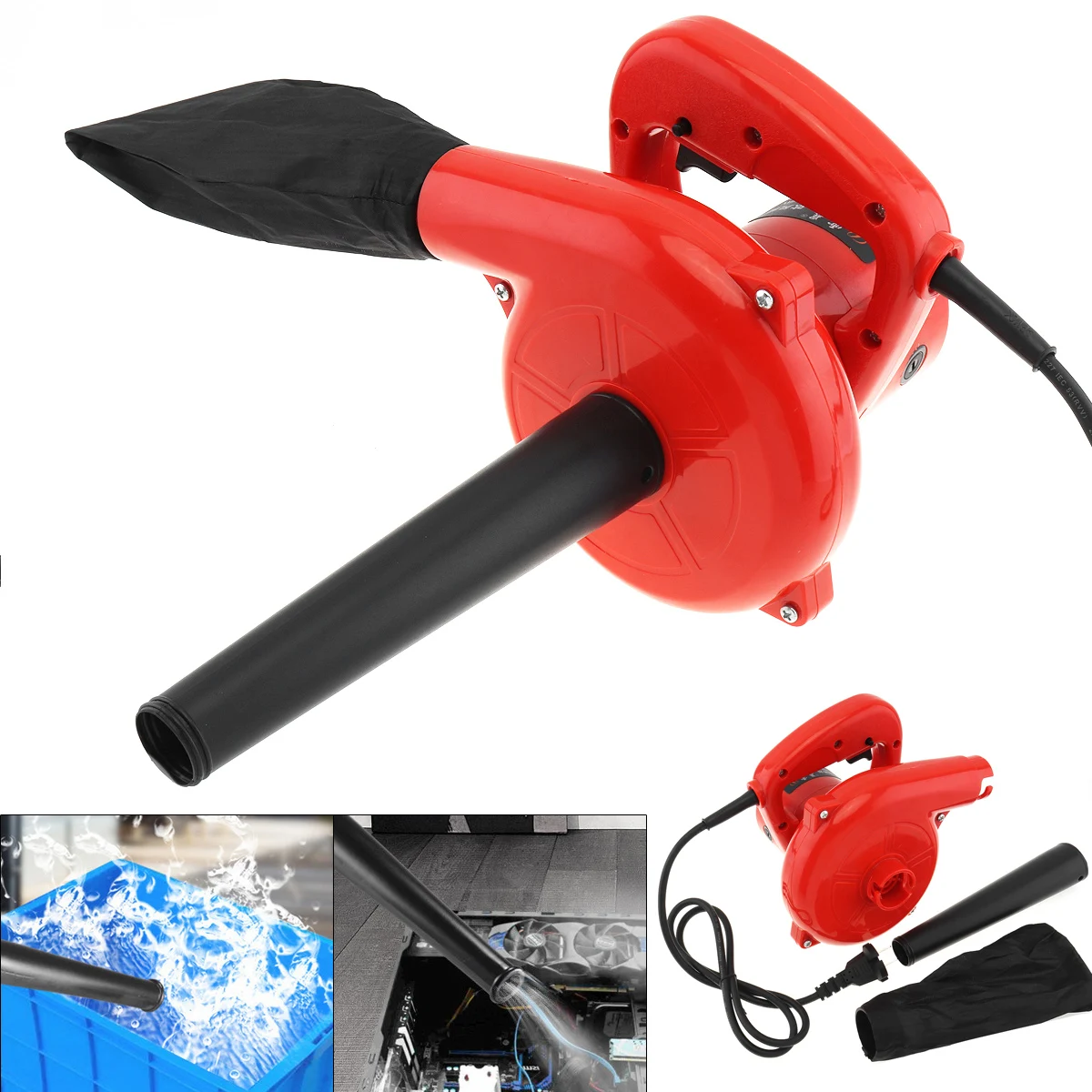 220V Small Blower 600W 16000rpm Electric Blower Dust Collector Electric Tool with Suction Head and Bag for Removing Dust