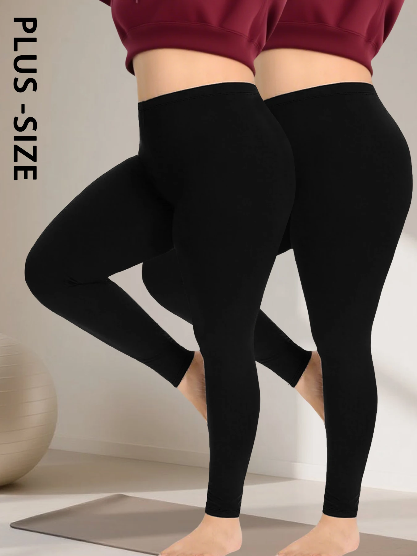 

Комплект из 2 штук: супермягкие леггинсы больших размеров для женщин — высокоэластичные тайтсы для йоги, бега, тренировок и повседневной носки