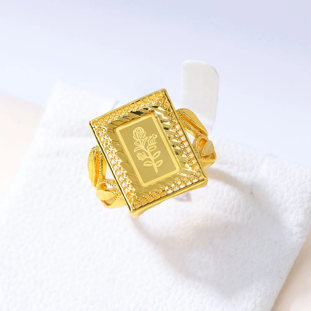 Arabische Braut-Hochzeitsringe 21k Vergoldet Dubai Mode Verlobungsring Türkischer Vintage Alltagsschmuck für Frauen – Detail 11