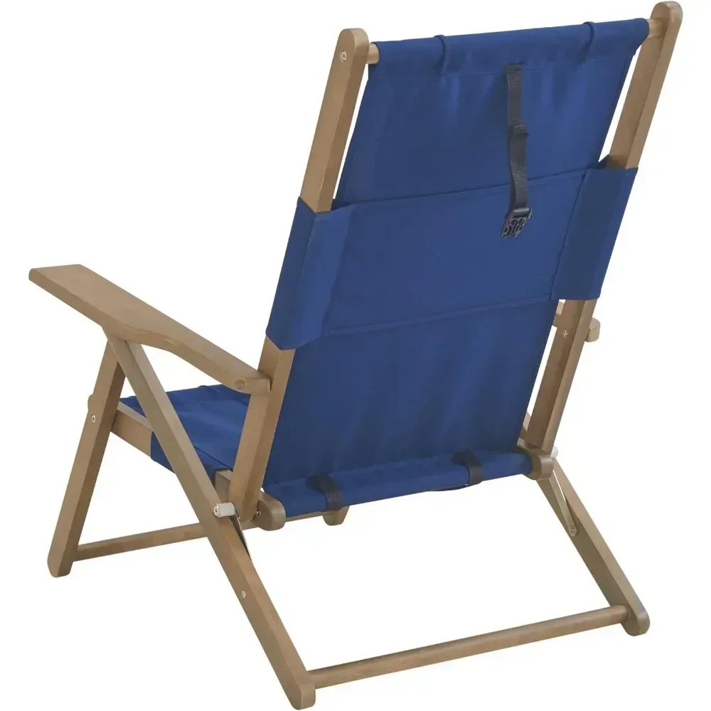 Foldable Chair Outdoor Weather-Resistant Wood Folding Chairs With Carry Straps and Reclining Seat-Beach Essentials Adult Camping