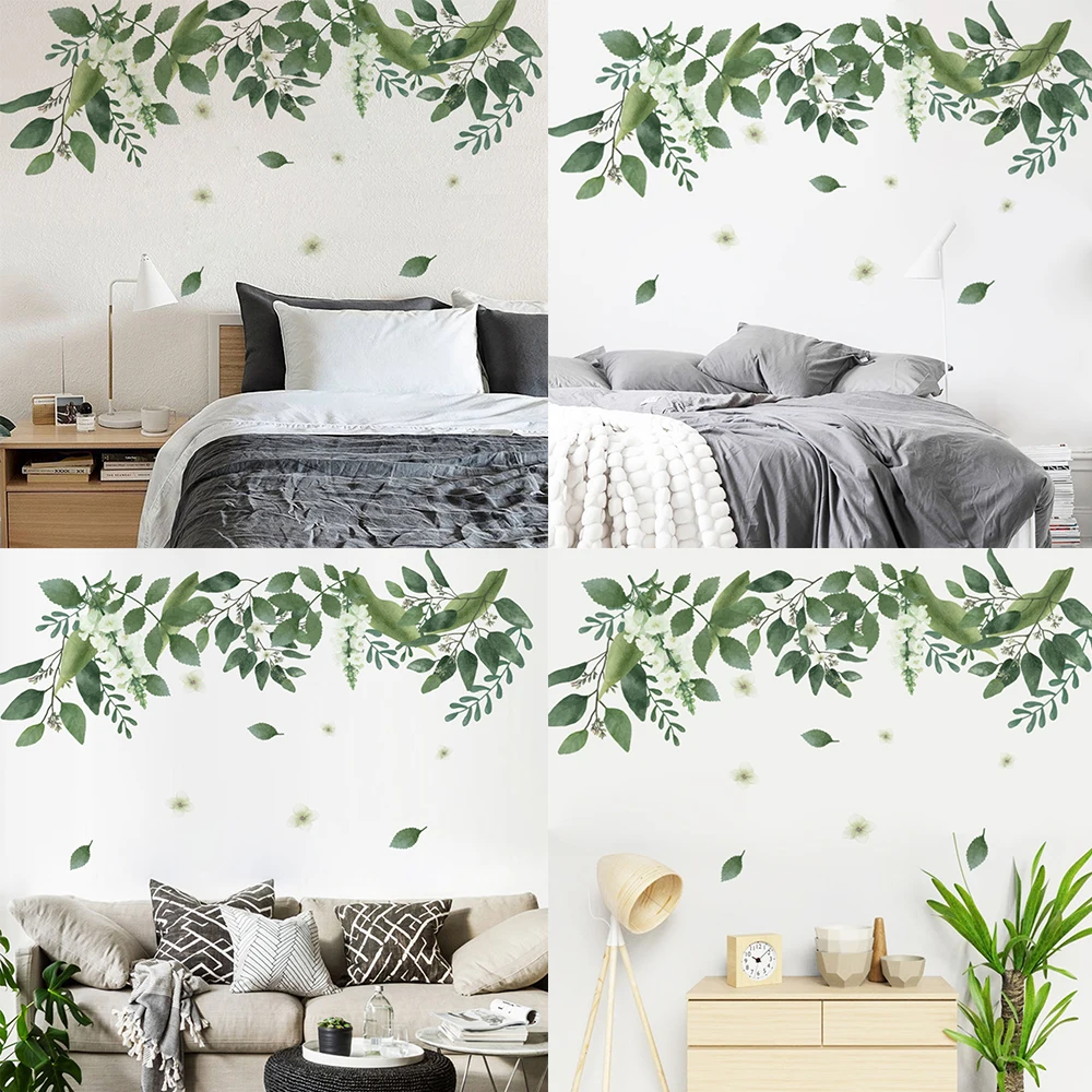 DIY Wall sticker Decal Kitchen Living room Mural Self Adhesive Vinyl Art 1pc Decoration Green Home Leaf Moisture-proof Plant