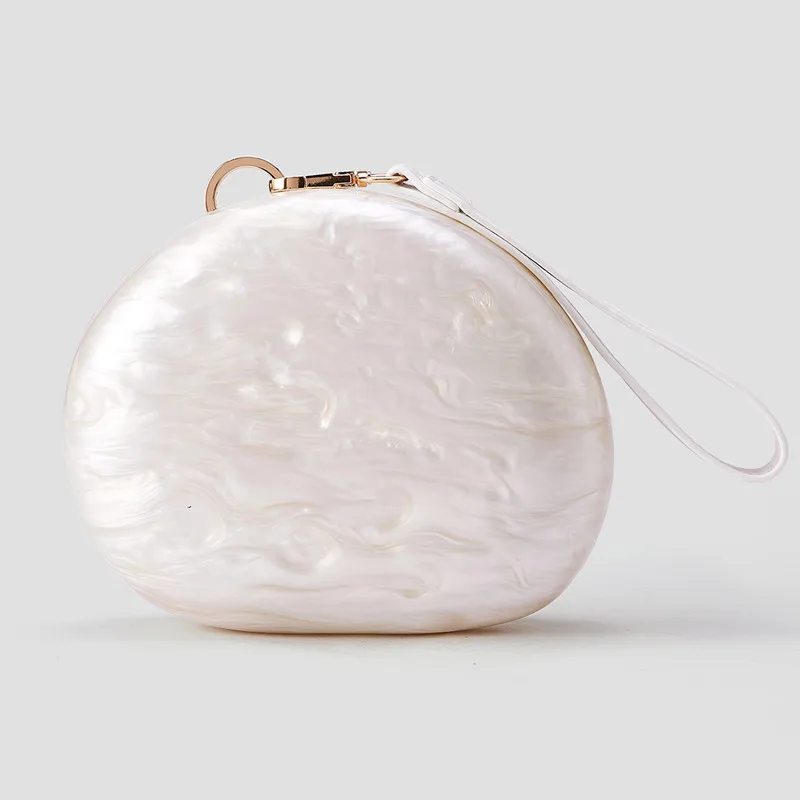 

2025 Новый дизайн, овальный мраморный узор, акриловый вечерний клатч, брендовая женская сумка из яичной скорлупы, сумка для свадебной вечеринки, модная сумка через плечо
