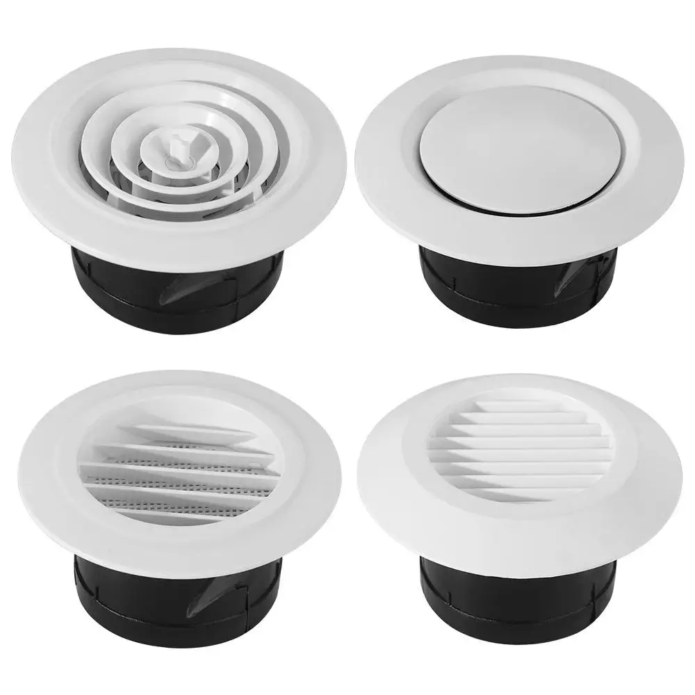 Adjustable Round Air Vent Extract Valve White 75-200mm Air Vent Extract Valve Grille Plastic Wall Mount