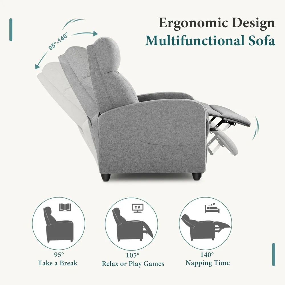 Recliner Chair Living Room Recliner with Adjustable Backrest and Footrest Modern Design for Home Upholstered Armchair
