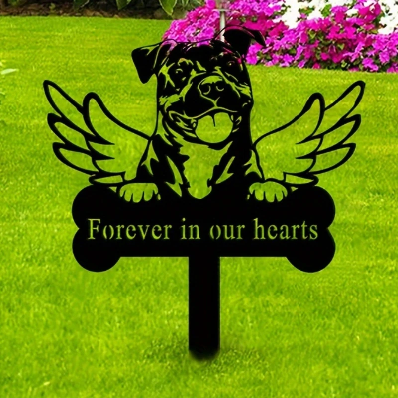 Estaca de Metal para perro Pit Bull, señal de amistad, marcador de tumba para mascotas, Estaca de recuerdo para decoración de fiesta de jardín