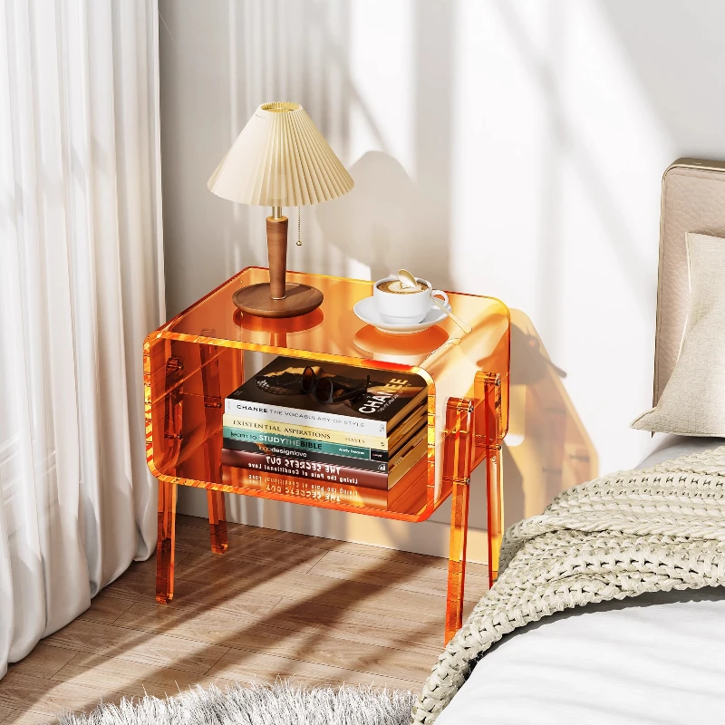 

Acrylic removable sofa side bedside table 2025 new living room light luxury high-end small coffee table rack