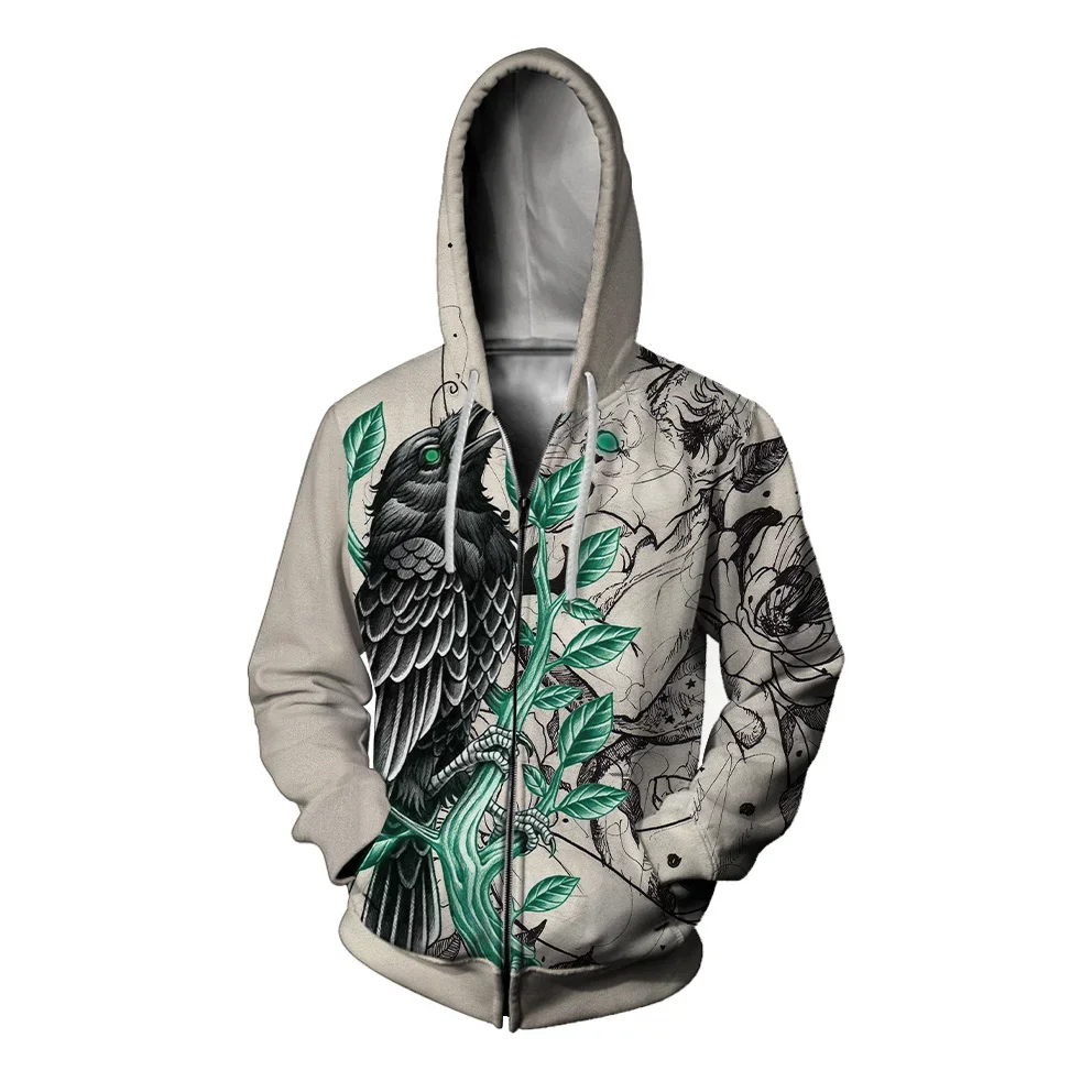

Leisure Male Zip Up Hoodie Personalized Skull Printed Pullover Comfortable Stylish Men Clothing Dazzling Cool Street Sweatshirts