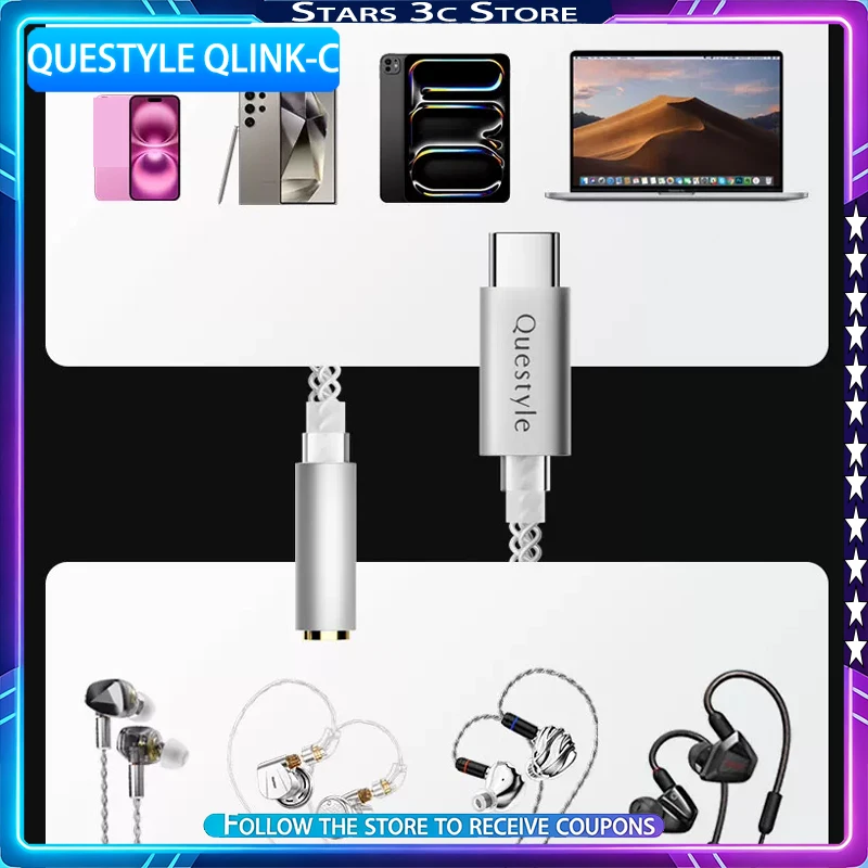 

Questyle Qlink-C Hi-Fi Decoding Aluminum Alloy Casing 32-bit/384kHz High-resolution High-performance Portable HiFi Dongle DAC